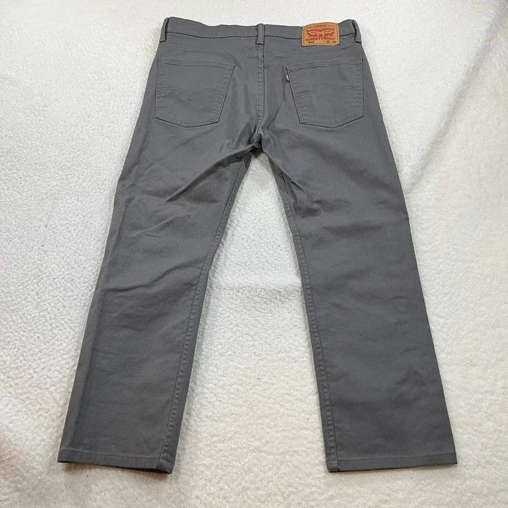 Levi Mens 33x30 Gray 513 Slim Straight Fit Pants 08513-0338 S40196 Twill Chino